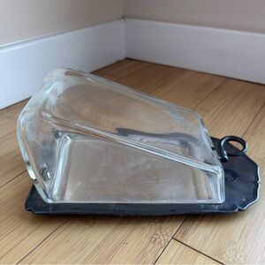 Vintage Glass Cheese Dome with Silver Plated Tray | Entertaining Serveware
